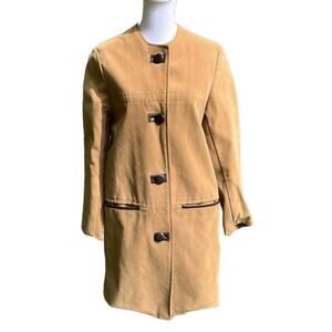 Vintage 60s Amerex Brown Tan Faux Leather Mod Coat size Small